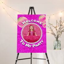 Foam Board Pink Gilter Birthday Party Sign