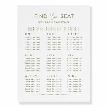 Foam Board Seating plan 9 tables wedding.