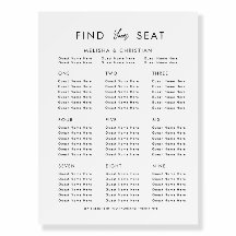 Foam Board Seating plan 9 tables wedding.