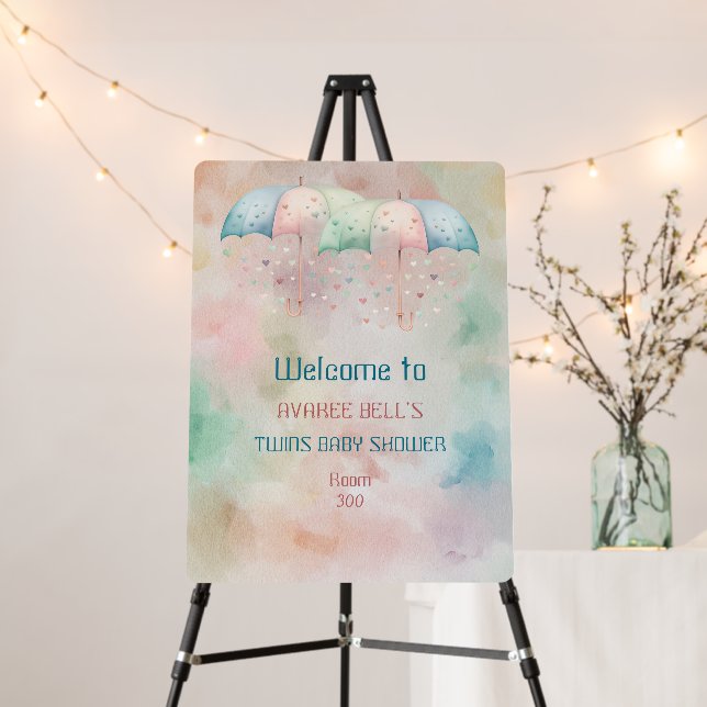 Foam Board Welcome Sign Twins Boy and Girl Shower  (In Situ (Stand))