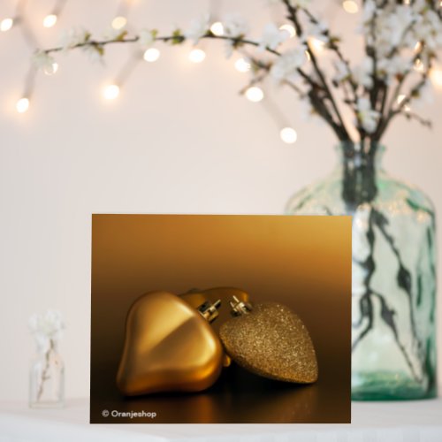 Foam Board with Golden Christmas Hearts 8x10