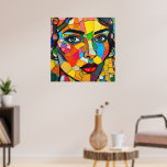 Foam Boards Poster<br><div class="desc">“Prismara” - Fragments of Her Flame. A bold explosion of colour and expression, this mosaic-style portrait captures the multifaceted nature of femininity—vibrant, fierce, and ever-evolving. Each tile glows with personality, forming a face that seems both ancient and futuristic. Perfect for those who find beauty in complexity and the harmony of...</div>