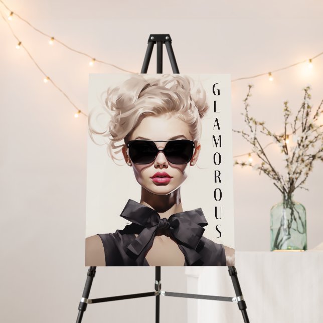 Foam Core Board Glamorous Fashion Model Black Bow (In Situ (Stand))