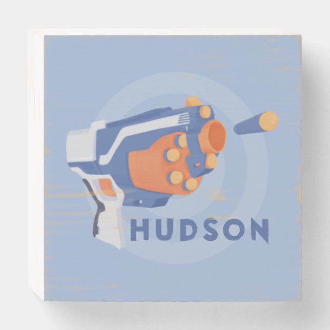 Foam dart gun custom wooden box sign (Front Horizontal)