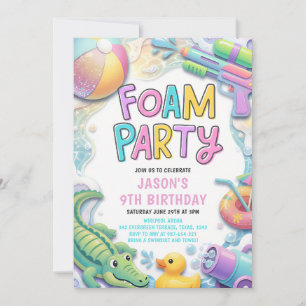 Foam Party Girls Pool Swim Birthday Invitation