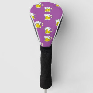 Foaming beer cup on purple golf head cover