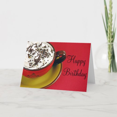 Foamy coffee latte birthday greeting card