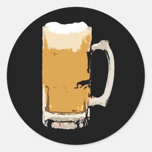 Foamy Mug Of Beer Pop Art Classic Round Sticker