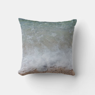 Foamy Waves Nature Photography Throw Pillow