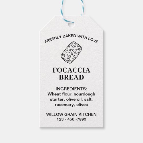 Focaccia Bread Ingredient List Bakery Tags