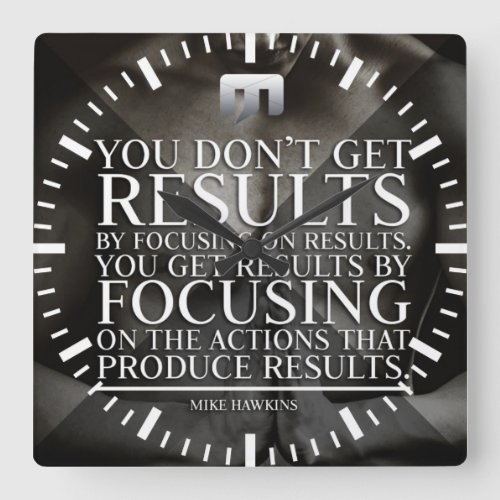 Focus and Results _ Workout Motivational Square Wall Clock