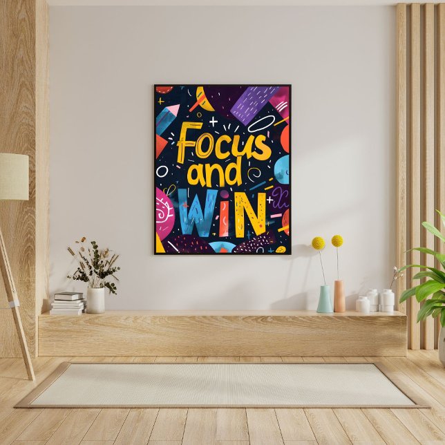 Focus And Win Motivating Success Quote Wall Art (Creator Uploaded)