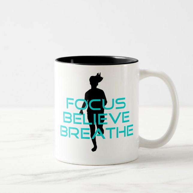 Focus Believe Breathe Aqua Two-Tone Coffee Mug (Right)