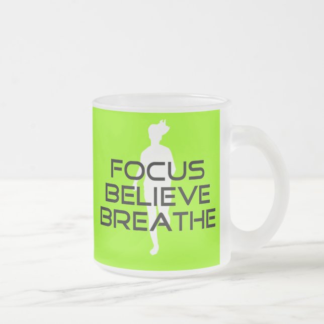 Focus Believe Breathe Frosted Glass Coffee Mug (Right)