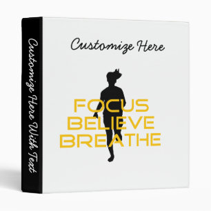 Focus Believe Breathe Yellow Running Fitness 3 Ring Binder