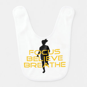 Focus Believe Breathe Yellow Running Fitness Baby Bib