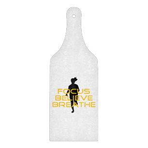 Focus Believe Breathe Yellow Running Fitness Cutting Board