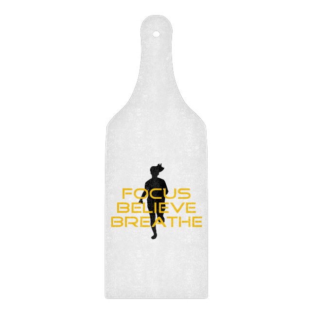 Focus Believe Breathe Yellow Running Fitness Cutting Board (Front)