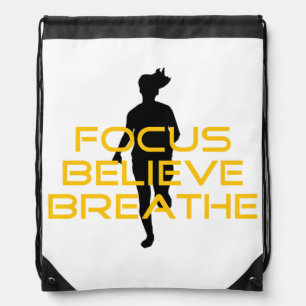 Focus Believe Breathe Yellow Running Fitness Drawstring Bag