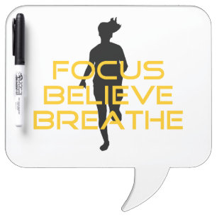 Focus Believe Breathe Yellow Running Fitness Dry-Erase Board