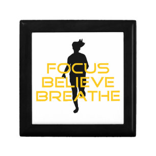 Focus Believe Breathe Yellow Running Fitness Jewelry Box