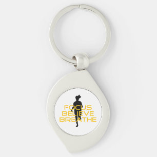 Focus Believe Breathe Yellow Running Fitness Keychain