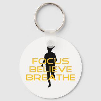 Focus Believe Breathe Yellow Running Fitness Keychain