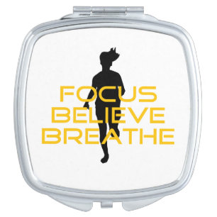 Focus Believe Breathe Yellow Running Fitness Mirror For Makeup