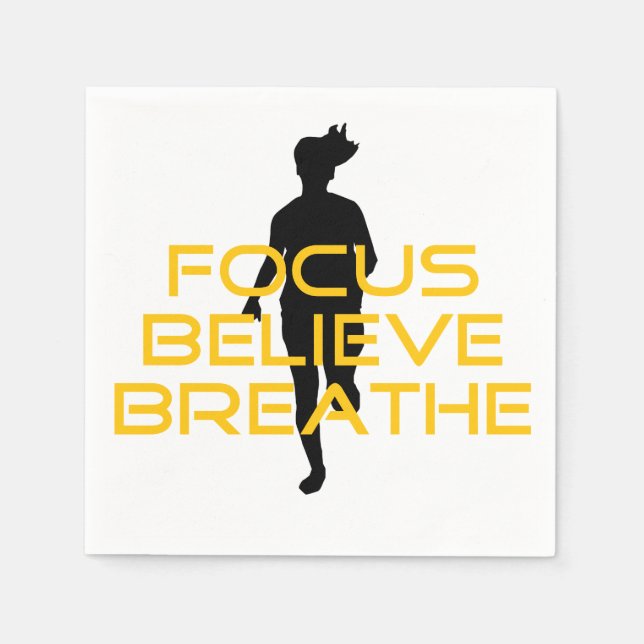 Focus Believe Breathe Yellow Running Fitness Napkins (Front)