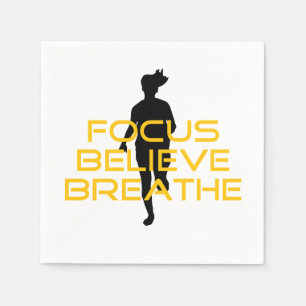 Focus Believe Breathe Yellow Running Fitness Paper Napkins