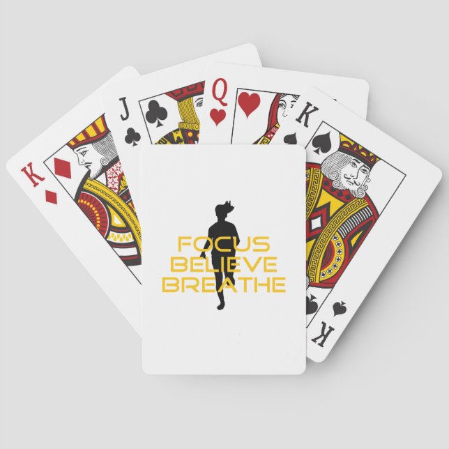 Focus Believe Breathe Yellow Running Fitness Poker Cards (Back)