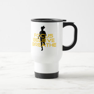 Focus Believe Breathe Yellow Running Fitness Travel Mug