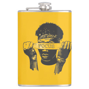 Focus Blindfold Motivational Street Art Illustrati Flask