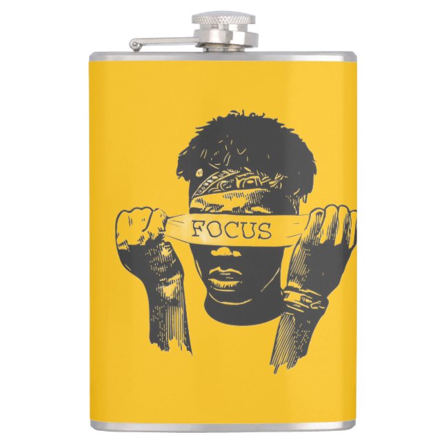 Focus Blindfold Motivational Street Art Illustrati Flask (Front)