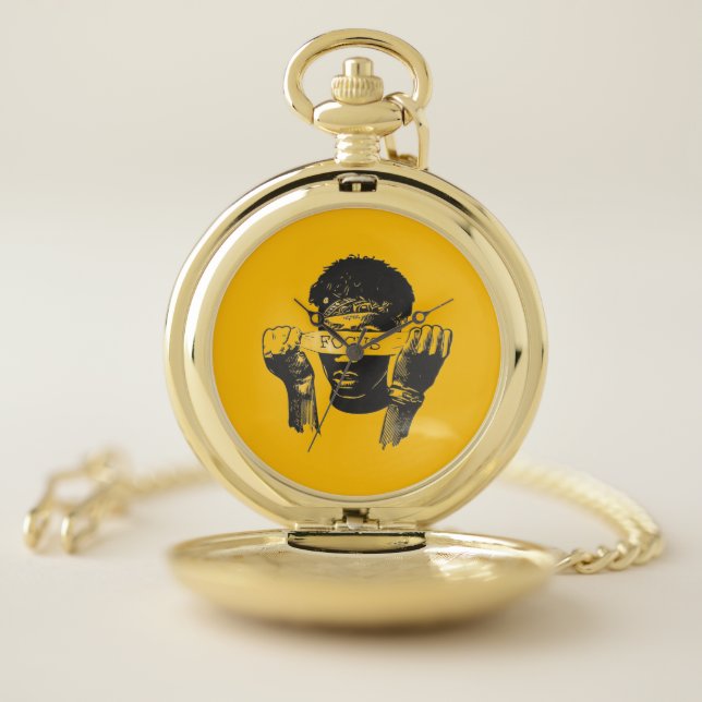 Focus Blindfold Motivational Street Art Illustrati Pocket Watch (Inside)
