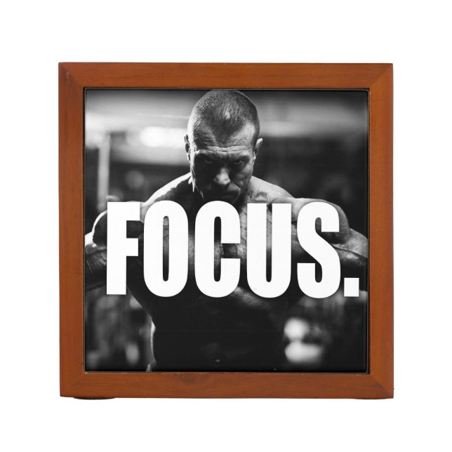 FOCUS - "Body building" Motivational Desk Organizer (Front)