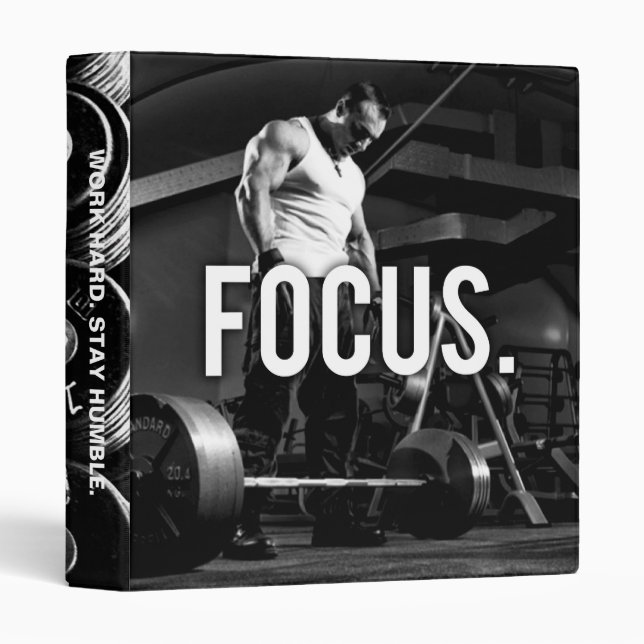 FOCUS - "Body building" Workout Motivational 3 Ring Binder (Front/Spine)