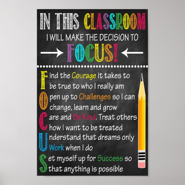 FOCUS Classroom Printable Poster (Front)