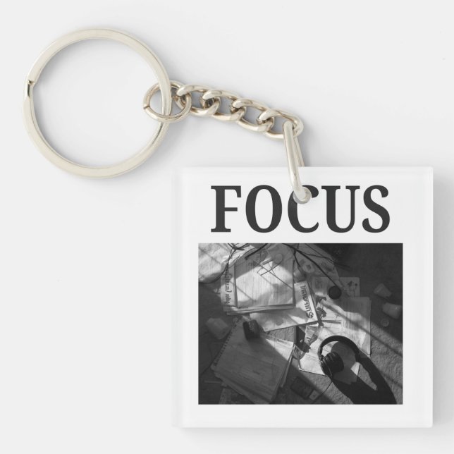 FOCUS - Dark Academia Minimalist Photography Keychain (Front)