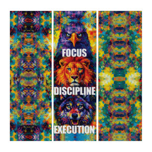 Focus Discipline Execution Eagle Lion Wolf Motivat Triptych