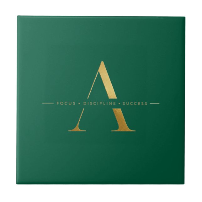 Focus Discipline Success Minimalist Gold Design Ceramic Tile (Front)