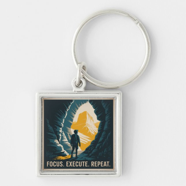 Focus. Execute. Repeat. Keychain (Front)