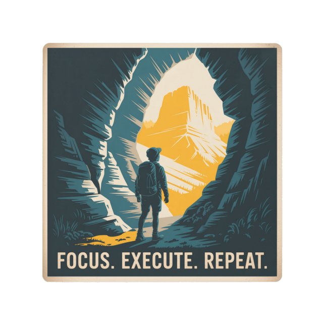 Focus. Execute. Repeat. Metal Print (Front)