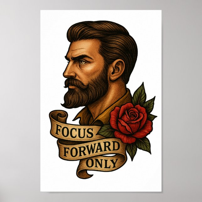 Focus Forward Tattoo Style Clipart PNG Poster (Front)