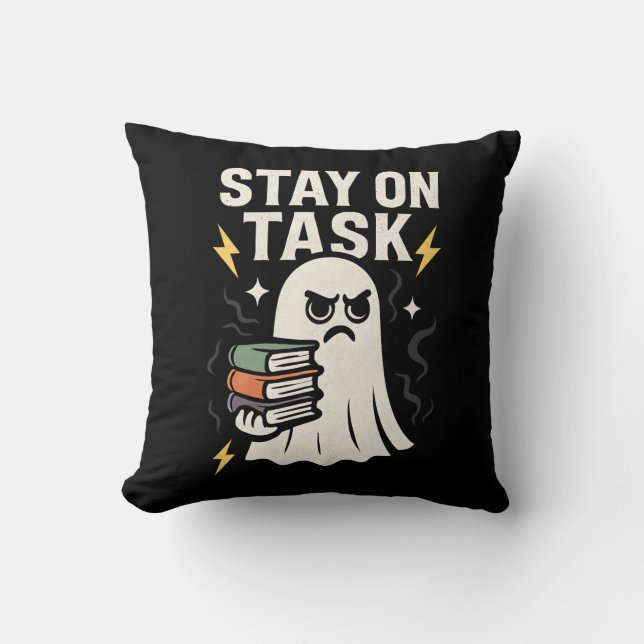 Focus Ghost – Halloween Back to School Design Throw Pillow (Front)