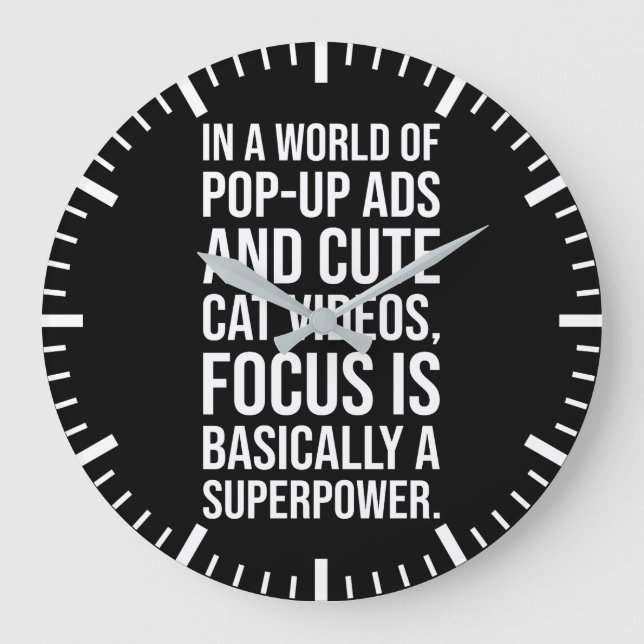 Focus Is A Superpower - Success Motivational Large Clock (Front)