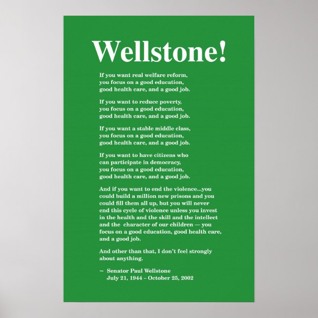 Focus on a good education, Wellstone 16x24 Poster (Front)