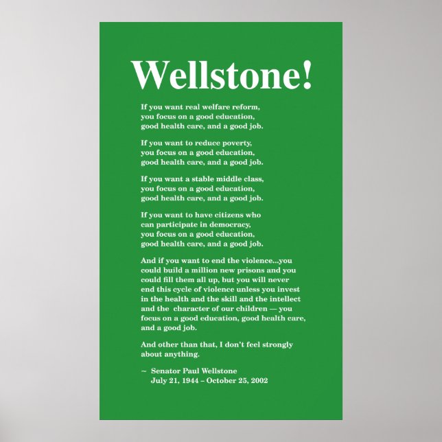 Focus on a good education, Wellstone 22x36 Poster (Front)
