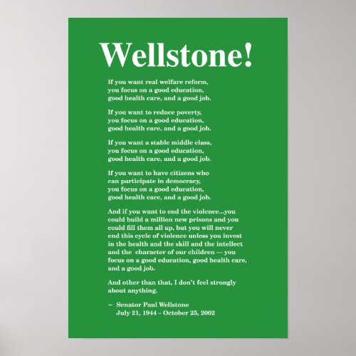Focus on a good education Wellstone Poster