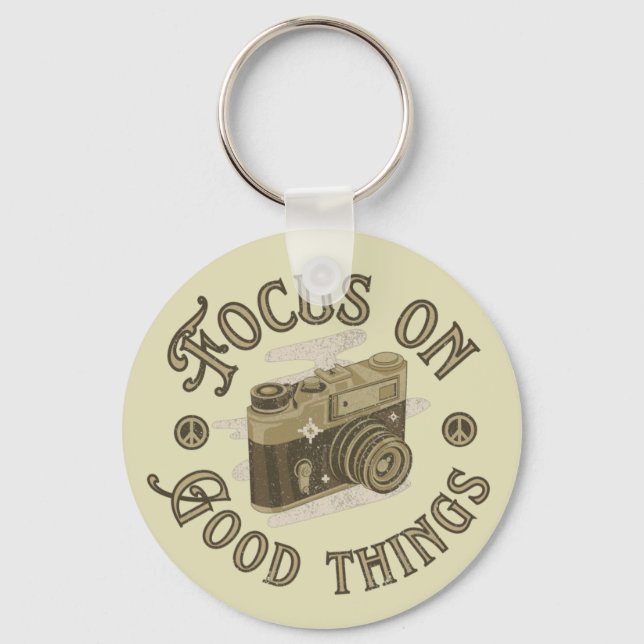 focus on good things positive saying keychain (Front)